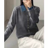 チャコールグレー | デニム切替ニットカーディガン | SpRay