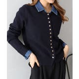 デニム切替ニットカーディガン | SpRay | 詳細画像10 