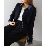 デニム切替ニットカーディガン | SpRay | 詳細画像14 