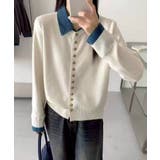 オフホワイト | デニム切替ニットカーディガン | SpRay