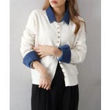 デニム切替ニットカーディガン | SpRay | 詳細画像31 