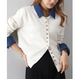 デニム切替ニットカーディガン | SpRay | 詳細画像32 