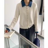 デニム切替ニットカーディガン | SpRay | 詳細画像3 