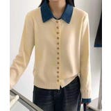 アイボリー | デニム切替ニットカーディガン | SpRay