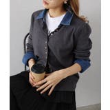 デニム切替ニットカーディガン | SpRay | 詳細画像66 