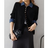 デニム切替ニットカーディガン | SpRay | 詳細画像71 