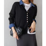 デニム切替ニットカーディガン | SpRay | 詳細画像73 