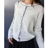 オフホワイト | 配色クルーカーディガン | SpRay