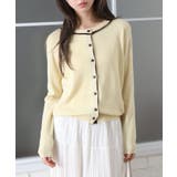 イエロー | 配色クルーカーディガン | SpRay