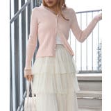 ピンク | ドットチュールリブカーディガン | SpRay