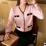 バイカラーVネックカーディガン | SpRay | 詳細画像1 