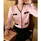 ピンク | バイカラーVネックカーディガン | SpRay