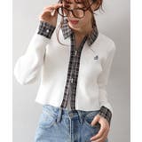 アイボリー | 布帛チェック切替ダブルジップカーディガン | SpRay