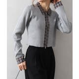 布帛チェック切替ダブルジップカーディガン | SpRay | 詳細画像2 