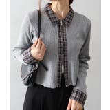 布帛チェック切替ダブルジップカーディガン | SpRay | 詳細画像8 