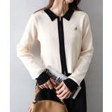 アイボリー | 配色切替ジップカーディガン | SpRay