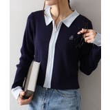ネイビー | 配色切替ジップカーディガン | SpRay