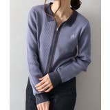 ブルー | 配色切替ジップカーディガン | SpRay