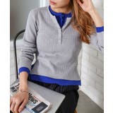 グレー | リブ配色フェイクレイヤード | SpRay