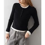 ブラック | リブ配色フェイクレイヤード | SpRay