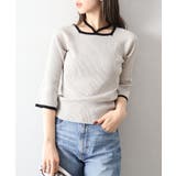 グレー | 配色チョーカー付七分ニット | SpRay