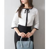 アイボリー | 配色チョーカー付七分ニット | SpRay