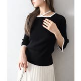 ブラック | 配色チョーカー付七分ニット | SpRay