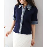 デニム切替ショートスリーブカーディガン | SpRay | 詳細画像9 