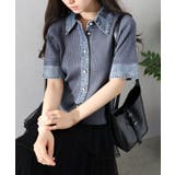 デニム切替ショートスリーブカーディガン | SpRay | 詳細画像3 