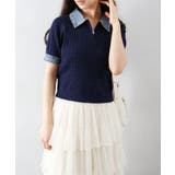 デニム切替ケーブルハーフジップショートスリーブ | SpRay | 詳細画像9 