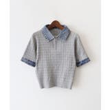 グレー | デニム切替ケーブルハーフジップショートスリーブ | SpRay