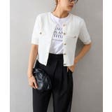 ケーブルメタルボタンショートスリーブカーディガン | SpRay | 詳細画像16 