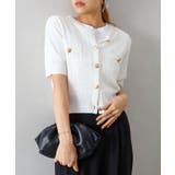 ケーブルメタルボタンショートスリーブカーディガン | SpRay | 詳細画像18 