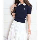 ネイビー | ケーブル2枚衿ショートスリーブ | SpRay