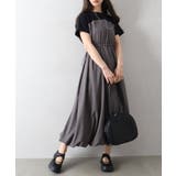 チャコールグレー/ブラック | ドッキングショートスリーブバルーンワンピース | SpRay