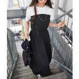 ホワイト×ブラック | ドッキングショートスリーブバルーンワンピース | SpRay