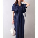 ネイビー | シャーリングショートスリーブジャケットxキャミワンピース | SpRay