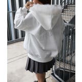 ラメ裏起毛ファー付ロゴZIPパーカー | SpRay | 詳細画像25