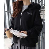 ラメ裏起毛ファー付ロゴZIPパーカー | SpRay | 詳細画像2
