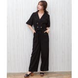 ブラック | 【WEB限定】麻混ボリューム袖オールインワン | SpRay