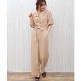 ベージュ | 【WEB限定】麻混ボリューム袖オールインワン | SpRay