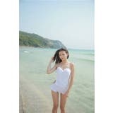 【フェミニンレース2枚仕立てワンピーススイムウエアー ホワイト】 2018 | StarFire | 詳細画像3