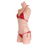 パキッとコントラストの効いたキラキラメタリックビキニ レッド ランジェリー | StarFire | 詳細画像3