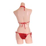 パキッとコントラストの効いたキラキラメタリックビキニ レッド ランジェリー | StarFire | 詳細画像2