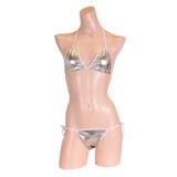 パキッとコントラストの効いたキラキラメタリックビキニ シルバー ランジェリー | StarFire | 詳細画像2