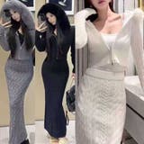 ファー付きフードパーカー スリットロングスカート ニットセットアップ | STRIP CABARET  | 詳細画像1 