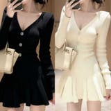 フロントボタンVあきニットフレアワンピース | STRIP CABARET  | 詳細画像1 