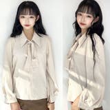 ベージュ | ボウタイシャツ ボウタイブラウス シフォンシャツ | STRIP CABARET 