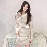 ベージュ | ニットワンピース パーカーワンピース ポンポン付き | STRIP CABARET 