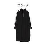 ワンピース ロングワンピース ハーフジップ ライン 長袖 レディース ブラック | STYLEBLOCK | 詳細画像2
